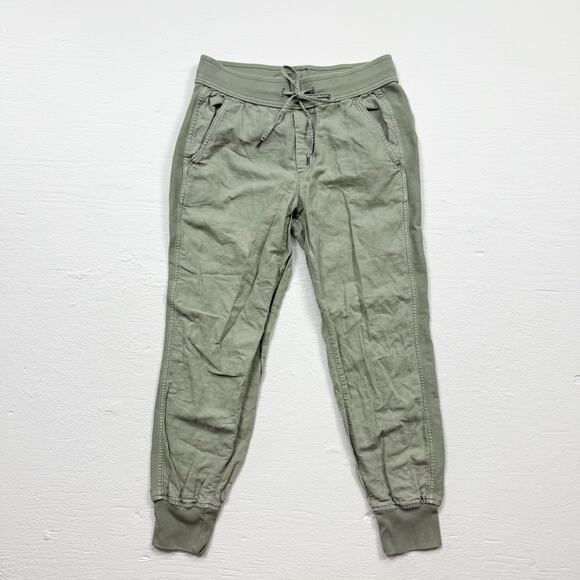 Gap Khaki Green Linen Cotton Jogger Pants, Size Small - Picture 1 of 7